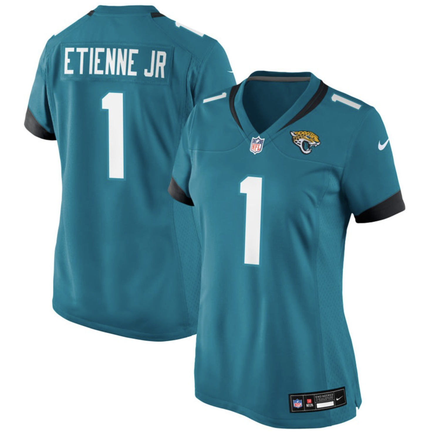 NFL Jacksonville Jaguars Nike Travis Etienne Teal Game Jersey Womens - officially licensed fan gear
