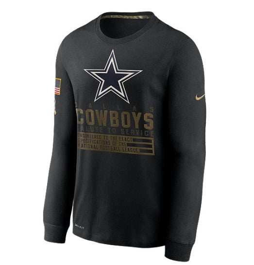 NFL Dallas Cowboys Nike Salute to Service Mens Team Logo Dri-FIT Cotton Long Sleeve T-Shirt - officially licensed fan gear