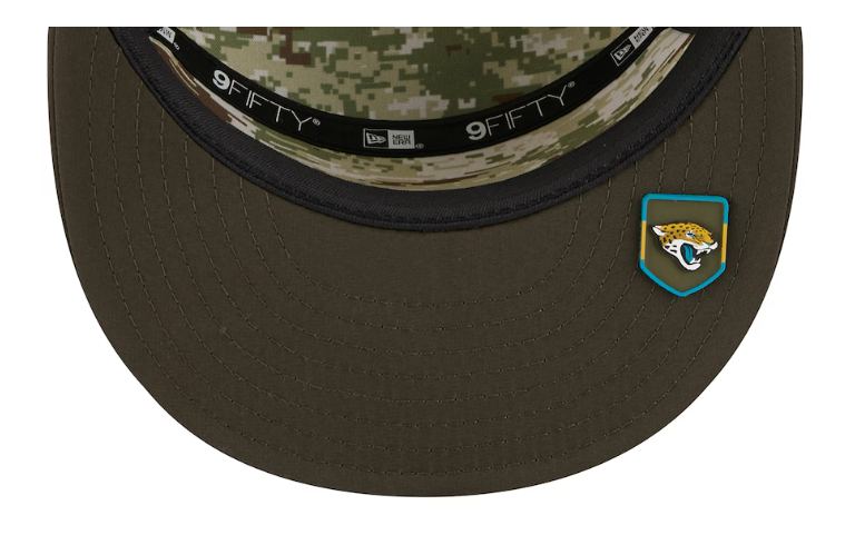 Jacksonville Jaguars Men's New Era Dark Green 2025 Salute to Service Split Panel 9FIFTY Snapback Hat