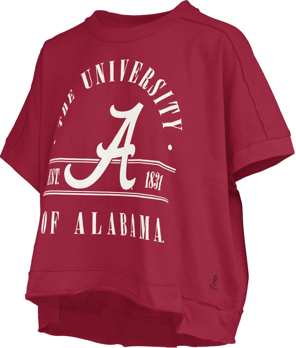 NCAA Alabama Crimson Tide Pressbox Sloane Debo Crimson Cap Sleeve Crew Top