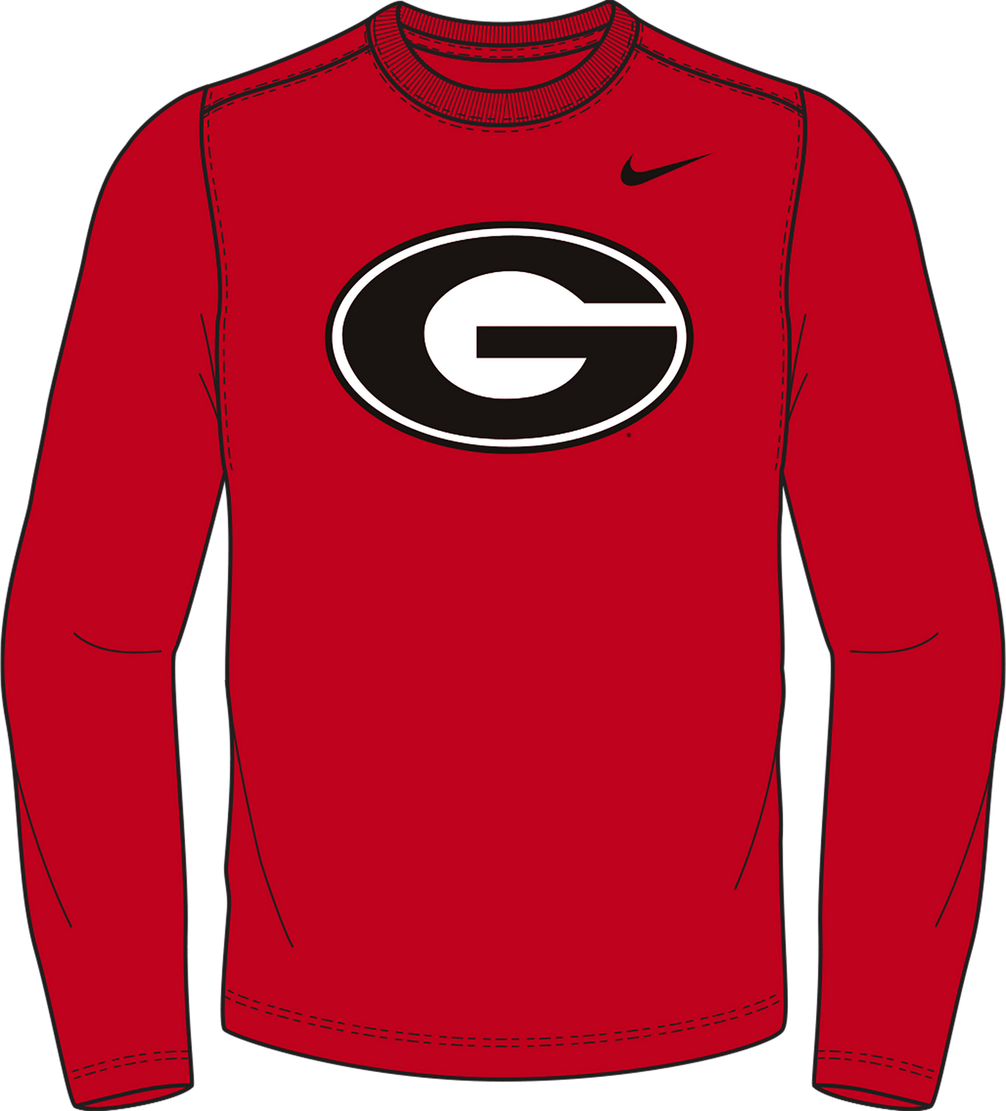 NCAA Georgia Bulldogs Nike Men's Legend Primary Logo LS Tee (Red)