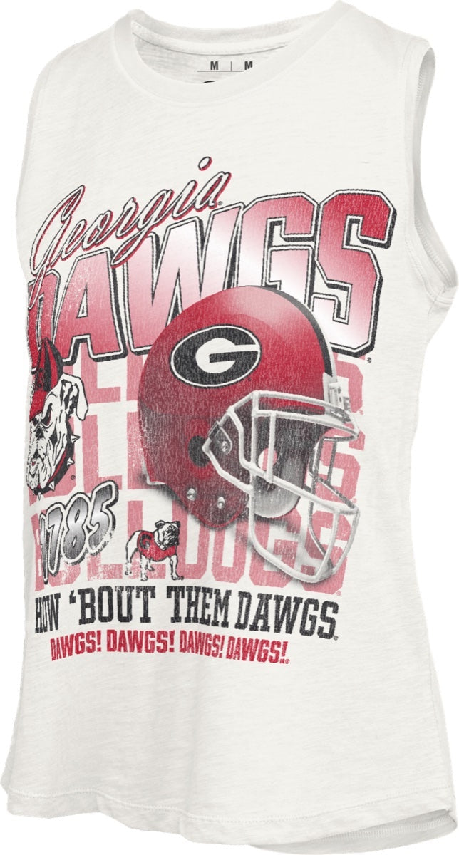 NCAA Georgia Bulldogs Pressbox Gametime Miranda White Hi-Lo Slub Tank
