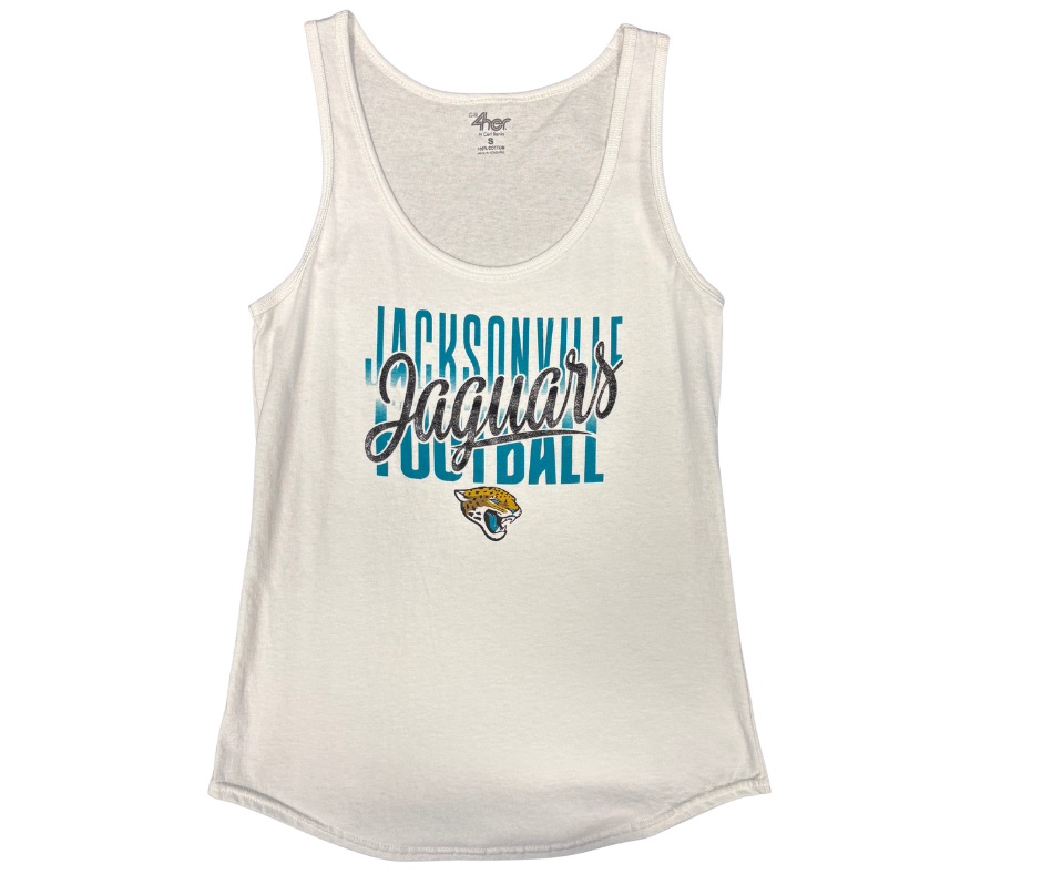 Jacksonville Jaguars G-III Women's Teal Script All White Tank