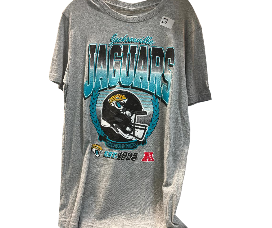 Jacksonville Jaguars New Era Men's AFC Stamp Helmet T-Shirt - Grey