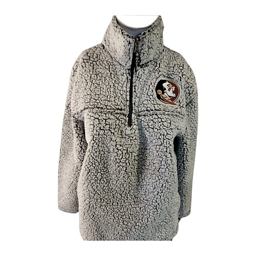 Florida State Seminoles Boxercraft Ladies Gray Sherpa Quarter-Zip with Seminole logo patch
