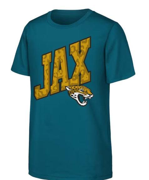 Jacksonville Jaguars NFL Team Apparel Youth Gold "JAX" T-Shirt - officially licensed fan gear