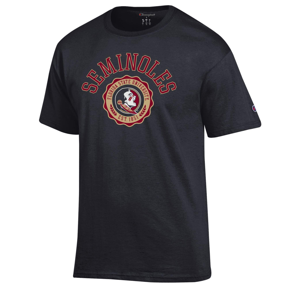 Florida State Seminoles Men's Champion Seminoles Arch Over Seal Black Tee