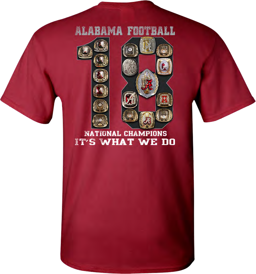 NCAA Alabama Crimson Tide Campus Collection 18 Rings Short Sleeve Tee Cardinal