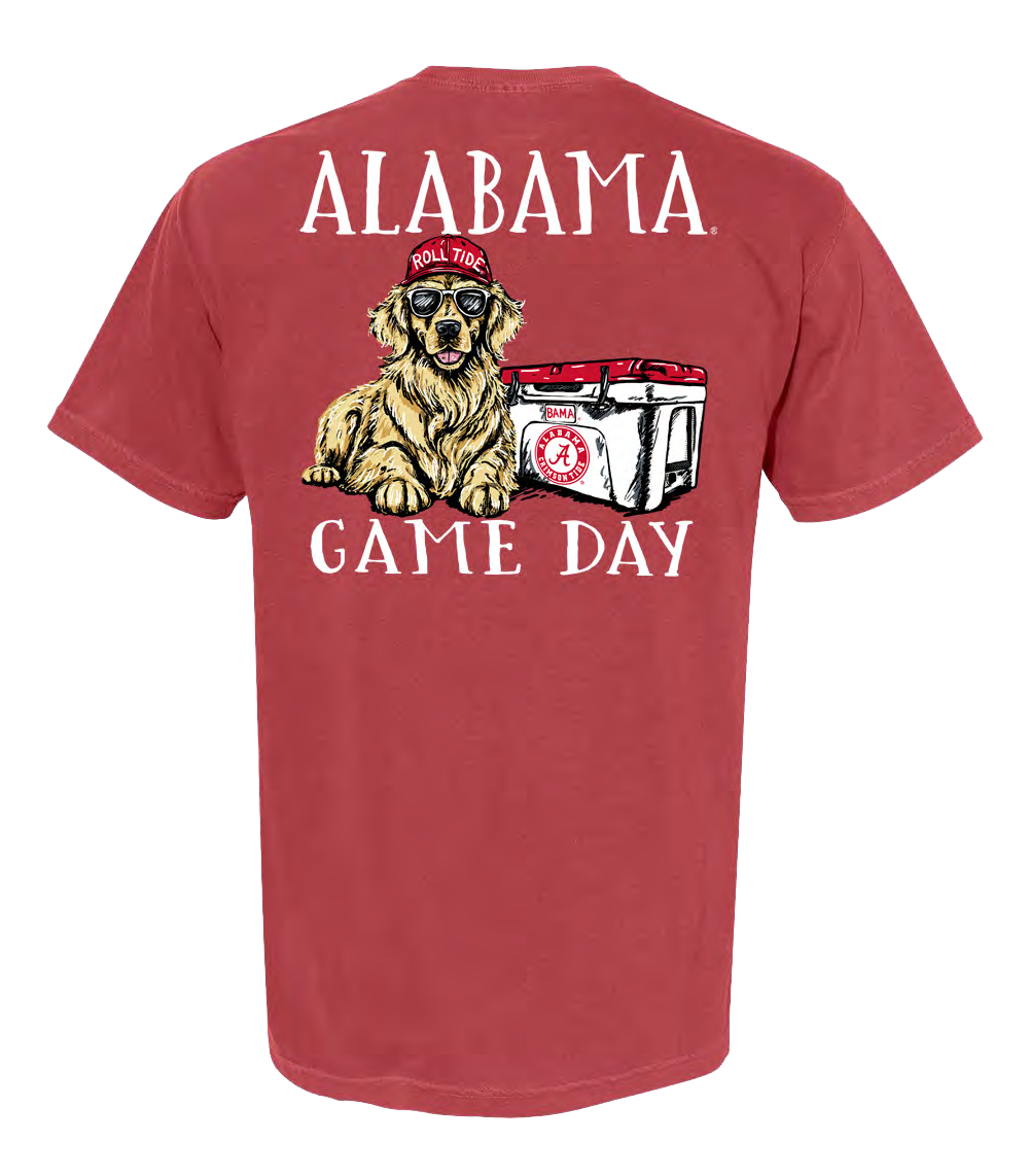 NCAA Alabama Crimson Tide Campus Collection Dog With Cooler Comfort Colors Pocket Tee Chili