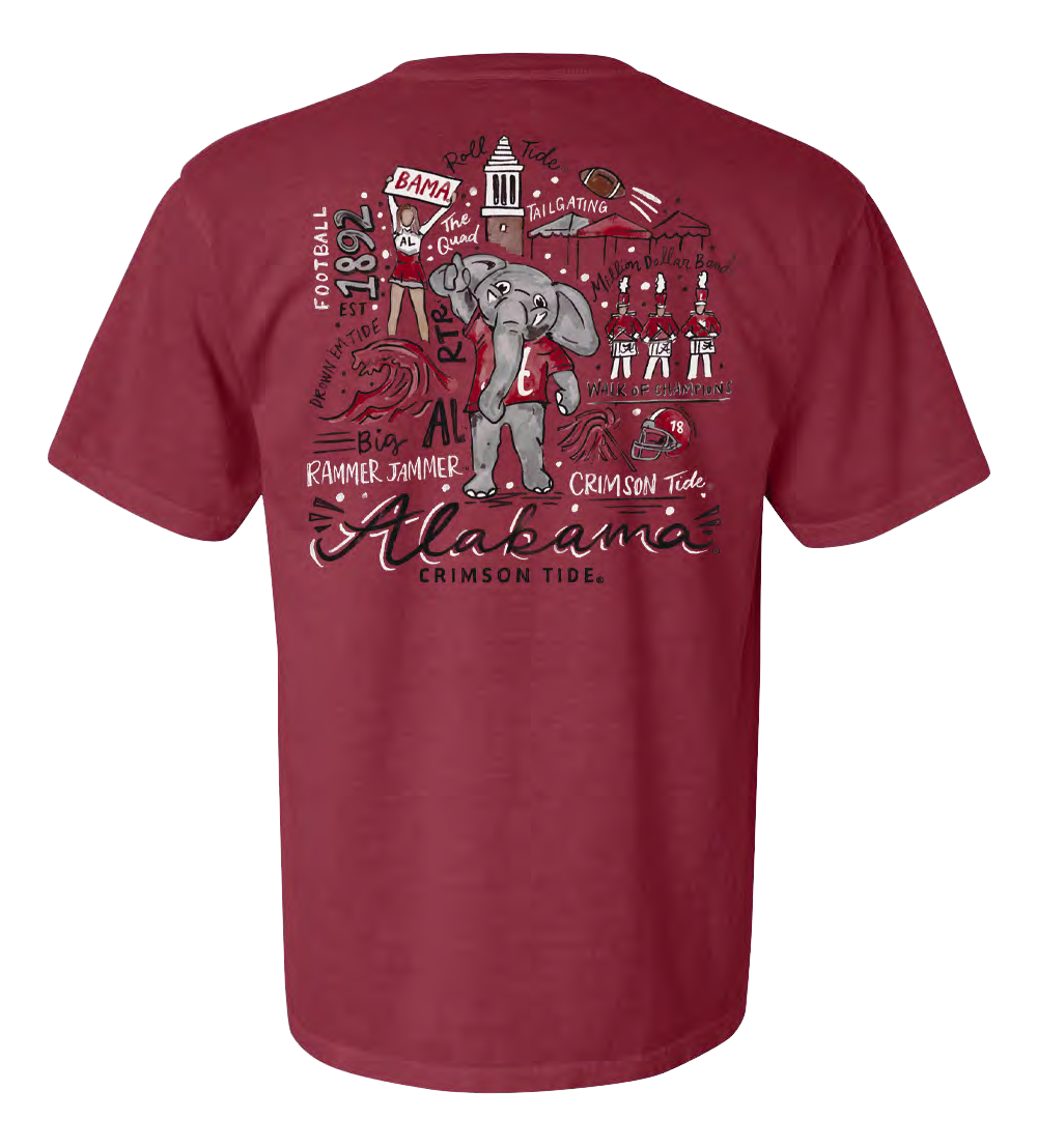 NCAA Alabama Crimson Tide Campus Collection Gameday Collage Comfort Colors Tee Chili