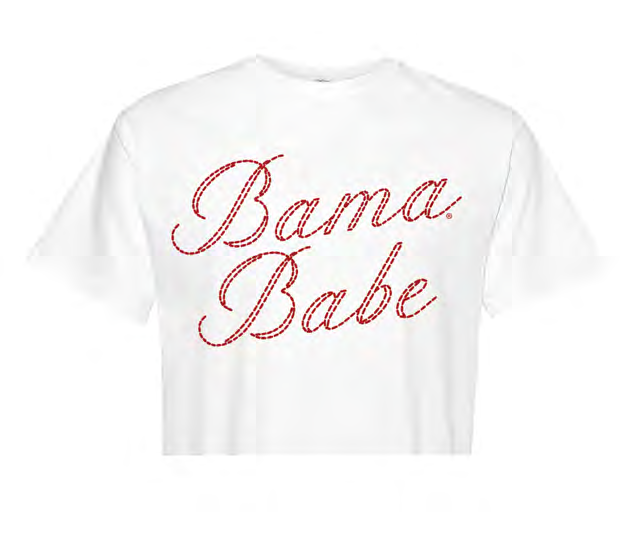 NCAA Alabama Crimson Tide Campus Collection Stitch Bama Babe Boxy Crop Tee White