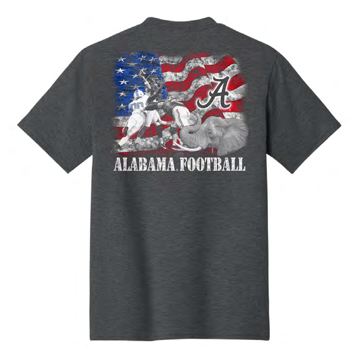 NCAA Alabama Crimson Tide Campus Collection USA Football Short Sleeve Tee Dark Heather Grey