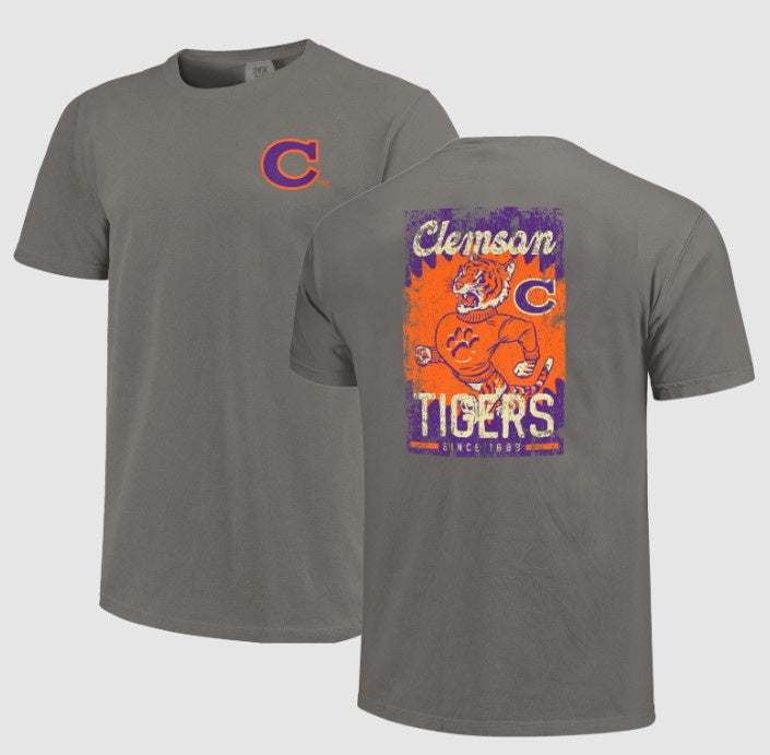 Clemson Tigers worn mascot tee with relaxed fit and vintage design