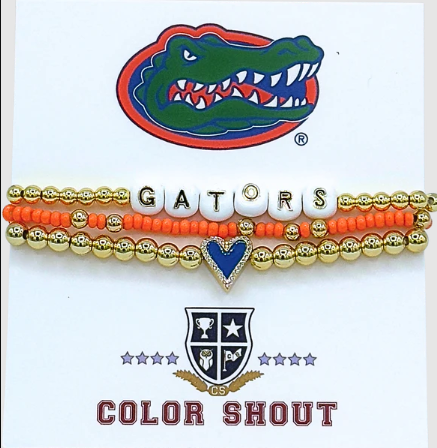 University of Florida Gators Color Shout Love Bracelet - Set of 3