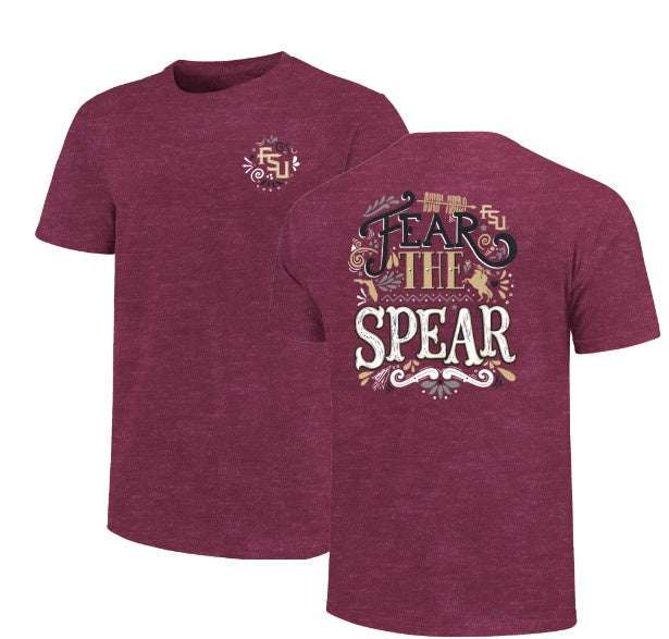 Florida State Seminoles handlettered phrase with team image on relaxed fit tee