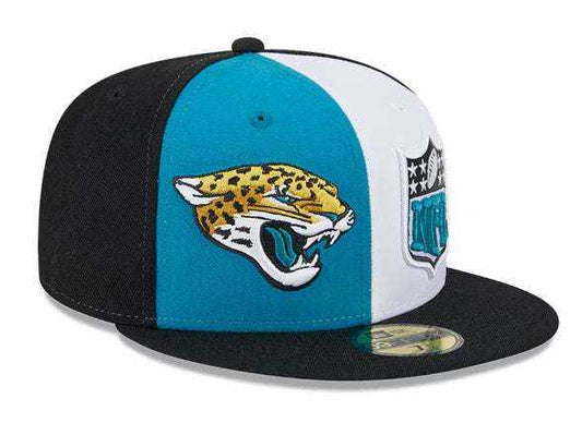 Jacksonville Jaguars New Era 59Fifty teal and black fitted sideline hat for game day fans