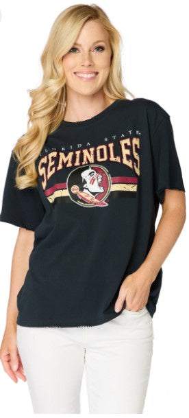 Florida State Seminoles Stewart Simmons Ladies Distressed Boyfriend Tee - officially licensed fan gear