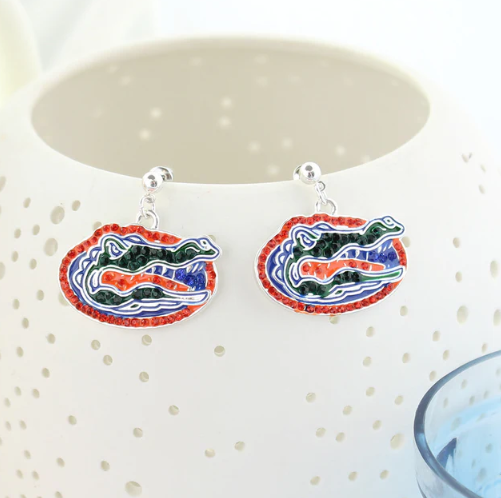 University of Florida Gators Seasons Jewelry Crystal Gator Head Earrings