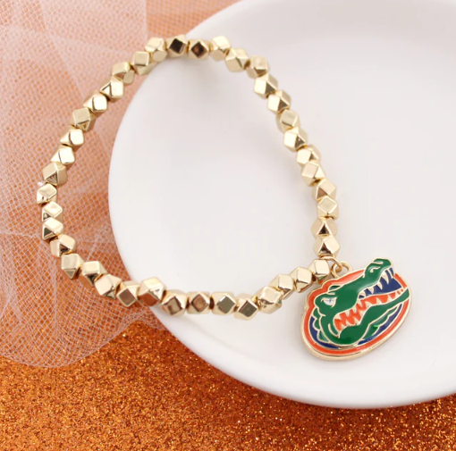 University of Florida Gators Seasons Jewelry Gold Stretch Bracelet - Gator Head