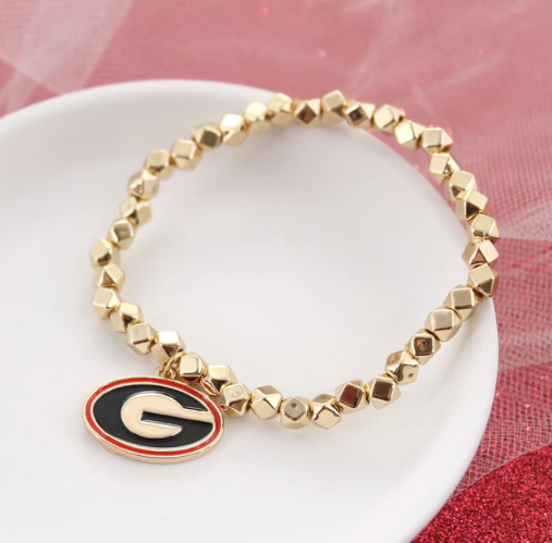 University of Georgia Bulldogs Seasons Jewelry Gold Stretch Bracelet - Power G