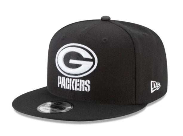 Green Bay Packers New Era Black/White 9Fifty Snapback - officially licensed fan gear