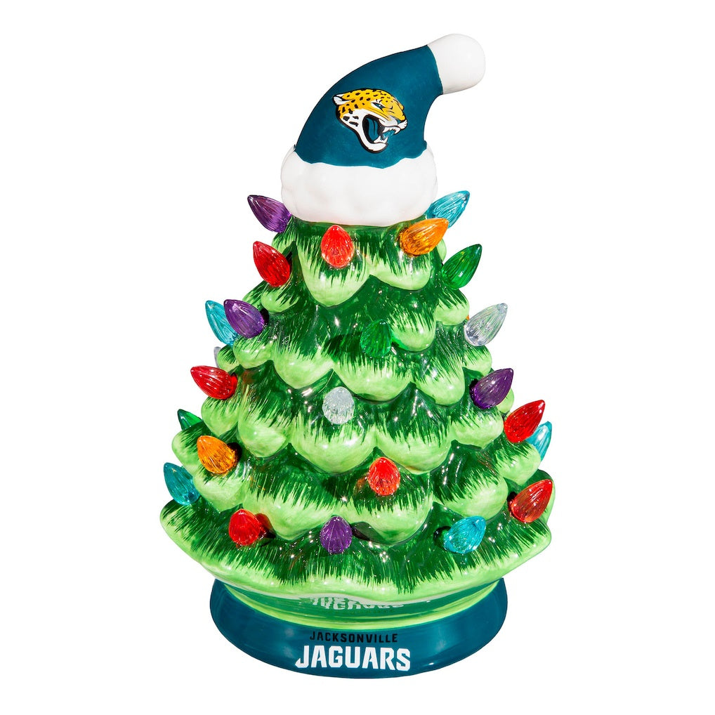 NFL Jacksonville Jaguars Ceramic Christmas Trees That Light Up 8" - officially licensed fan gear