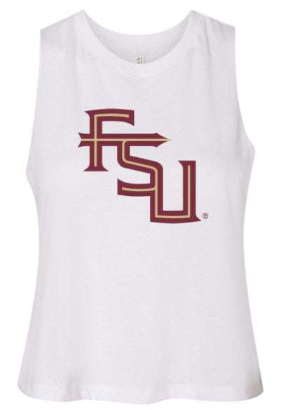 Florida State Seminoles Capri Designs Ladies Endzone Racerback Crop Tank - officially licensed fan gear