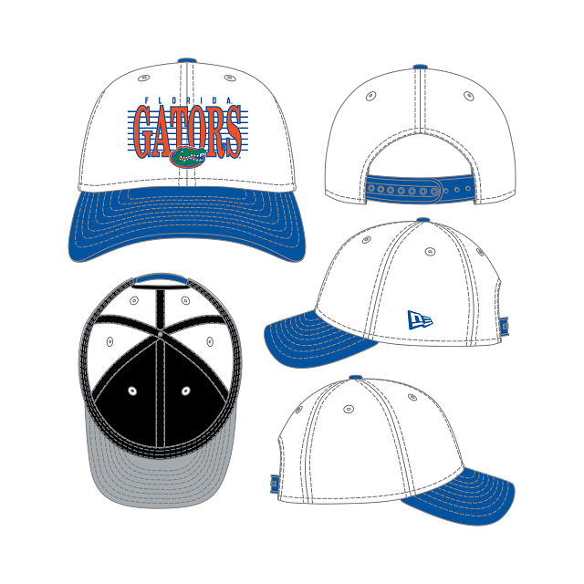 Florida Gators New Era Retro Wordmark 9FORTY M-Crown White/Royal Hat