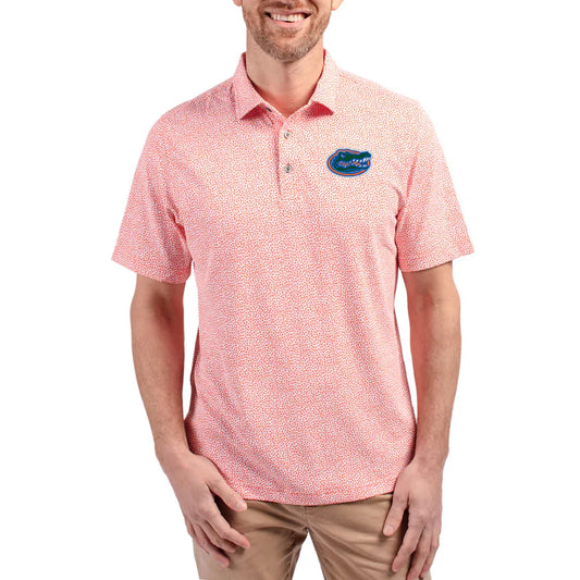 Florida Gators Cutter & Buck Virtue Eco Pique Botanical Print Recycled DryTec Polo Orange