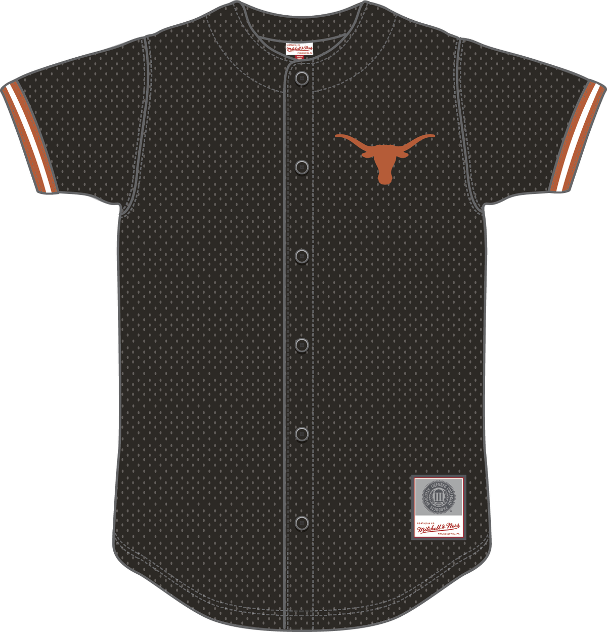 NCAA Texas Longhorns Mitchell & Ness Game Time Mesh Button Front Black Top