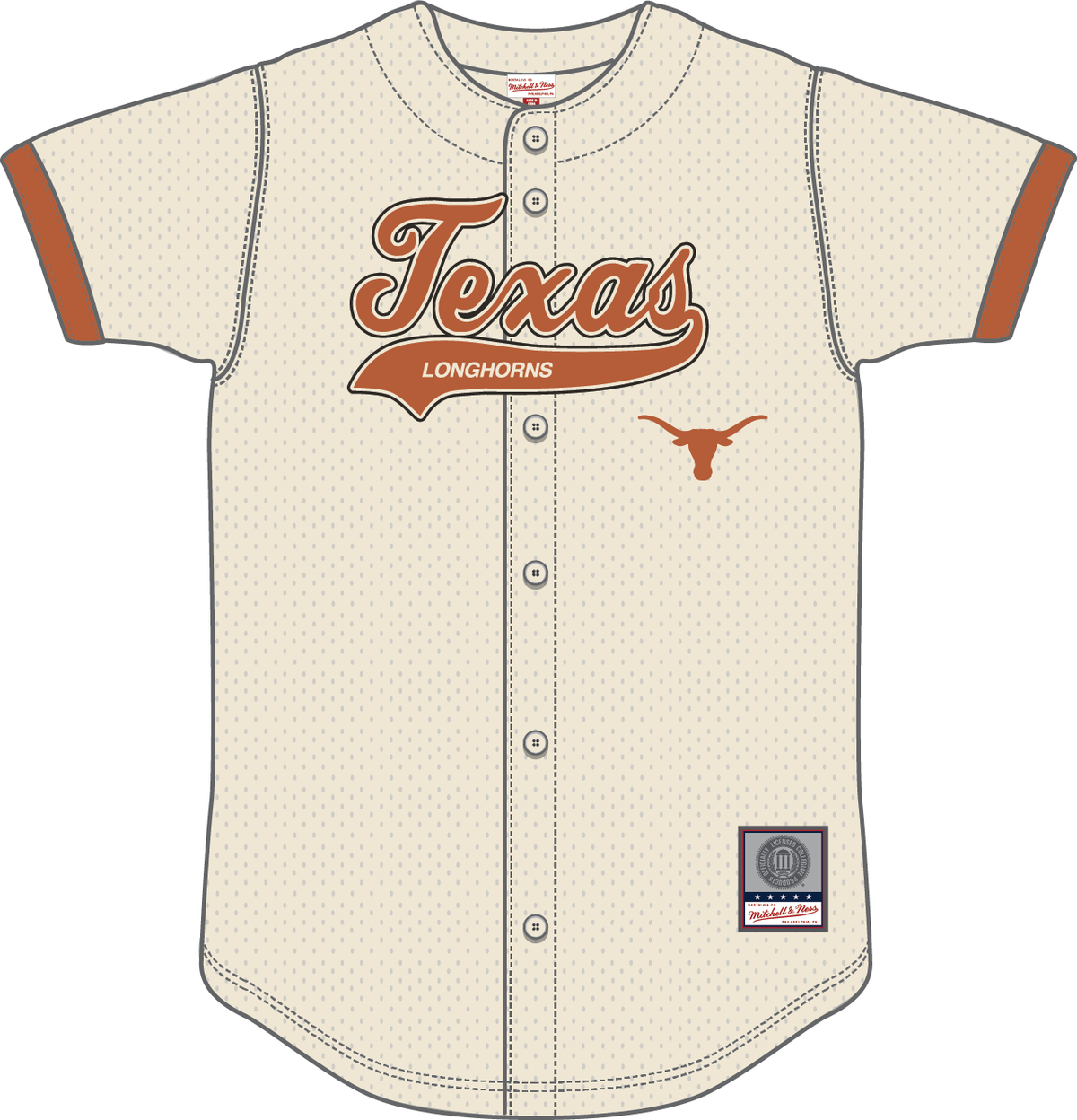 NCAA Texas Longhorns Mitchell & Ness Mesh Button Front Cream Top