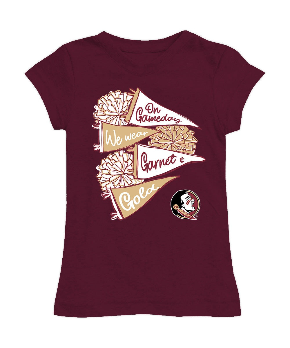 NCAA Florida State Seminoles Vive La Fete Toddler Girls Pennant Garnet Fitted T-Shirt