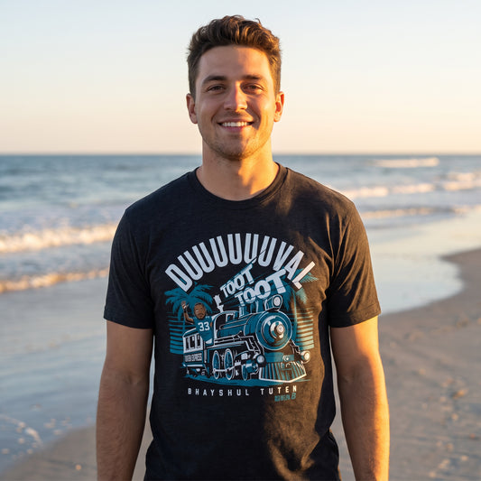 Jacksonville Jaguars Bhayshul Tuten Toot Toot Train tee worn on Jacksonville Beach