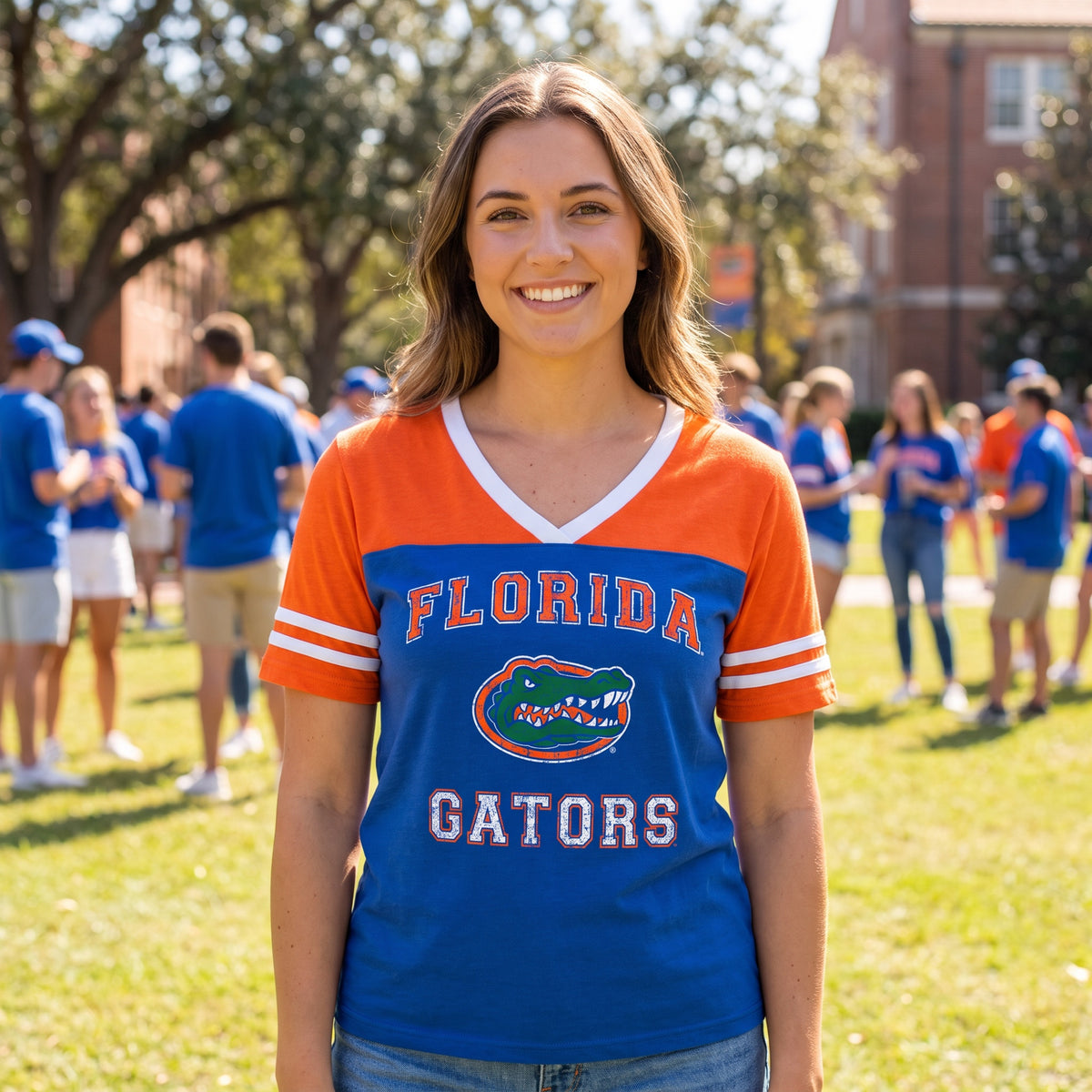 Florida Gators Colosseum women's Grows Together tee worn on campus