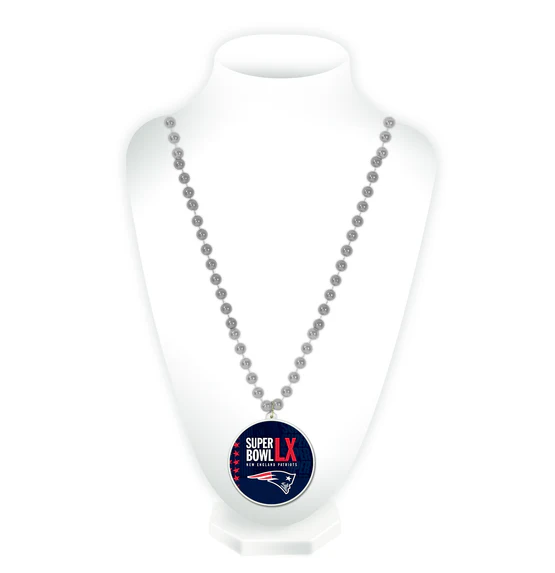 New England Patriots 2026 Super Bowl LX Bound Beads with Medallion - officially licensed fan gear
