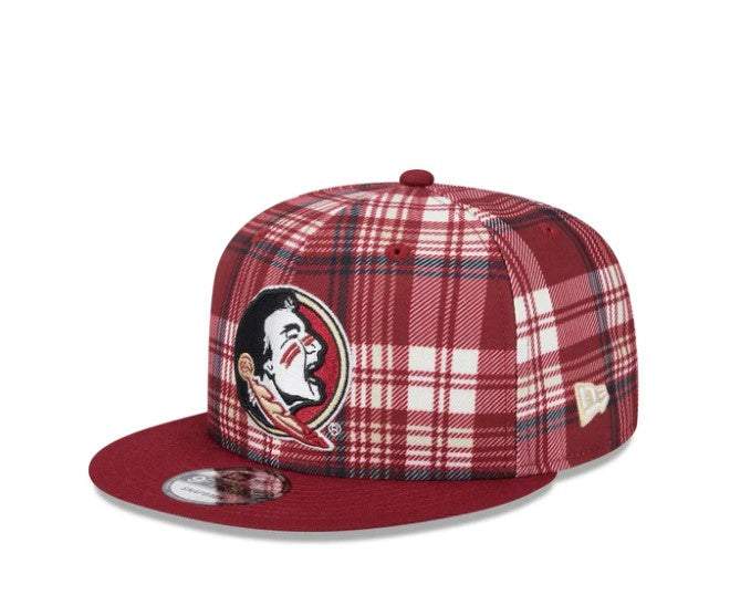 Florida State Seminoles New Era 9 Fifty Plaid Snapback cap with adjustable closure and flat visor