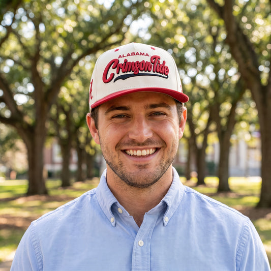 Alabama Zephyr Marquee Burrow 3D hat worn on campus