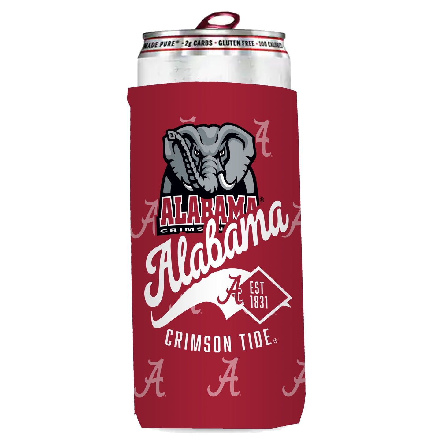 NCAA Alabama Crimson Tide Logo Brands Insulated Shadow Slim Can Sleeve