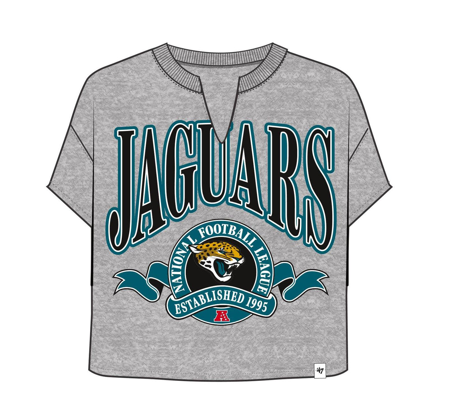 NFL Jacksonville Jaguars '47 Brand Banners Out Oversized Notch Neck Grey Tee
