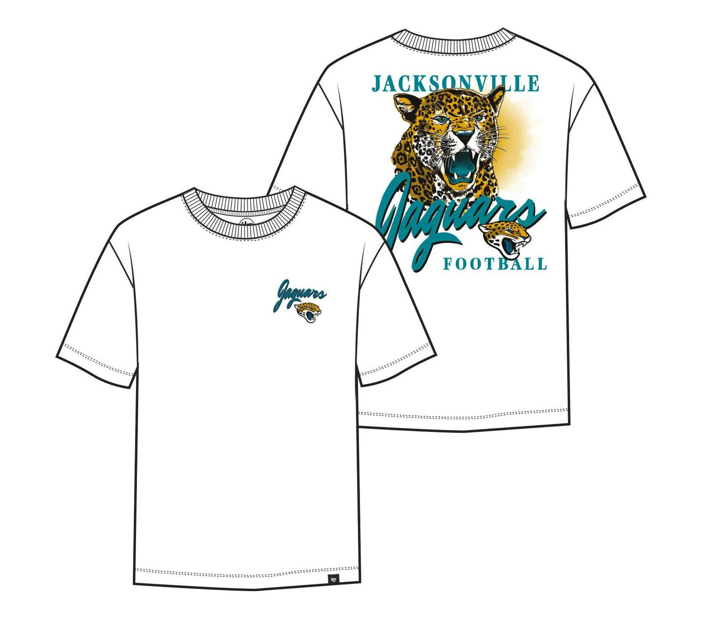 NFL Jacksonville Jaguars '47 Brand KO Backer Script Illustrated Faded White Tee