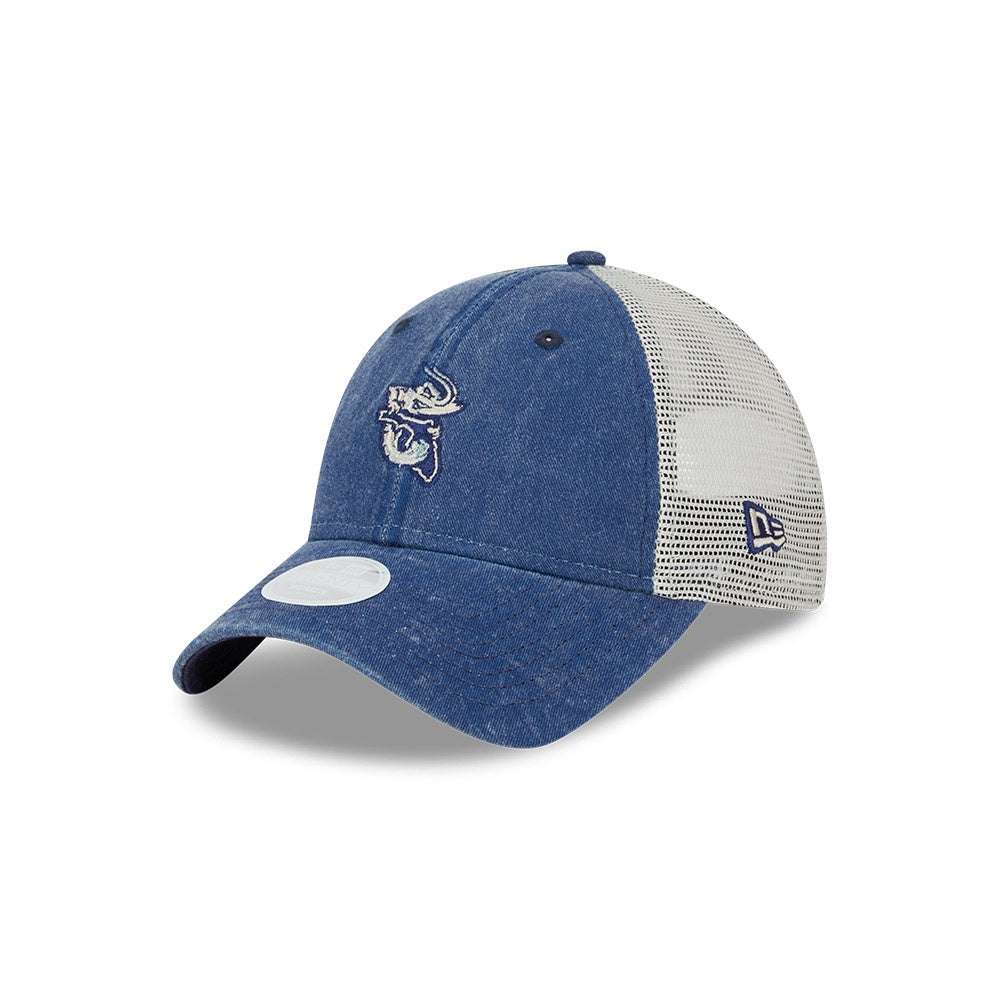 Jacksonville Jumbo Shrimp ladies adjustable 9Twenty Micro E1 Mesh hat in blue and white
