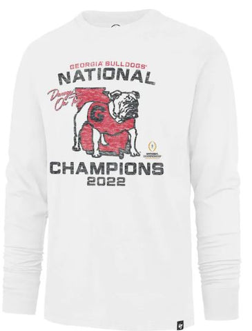 NCAA Georgia Bulldogs Men's Playoff 2022 National Champions State Outline White Long Sleeve T-Shirt