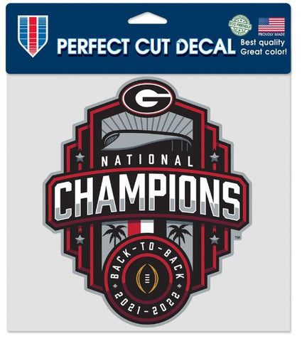 NCAA NATIONAL FOOTBALL CHAMPIONS GEORGIA BULLDOGS COLLEGE FOOTBALL PLAYOFF PERFECT CUT COLOR DECAL 8" X 8"