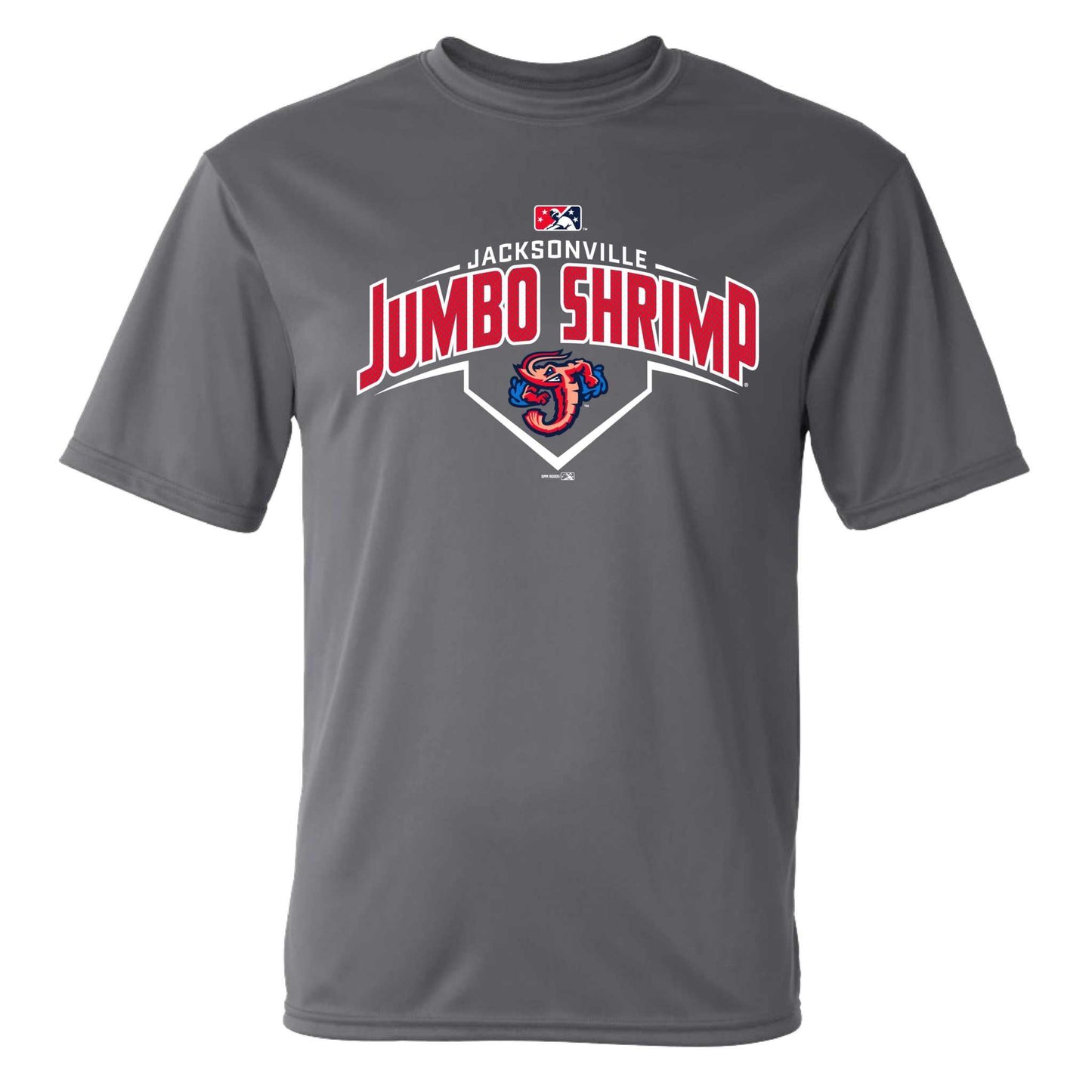 Jacksonville Jumbo Shrimp gray performance fabric t-shirt with logo