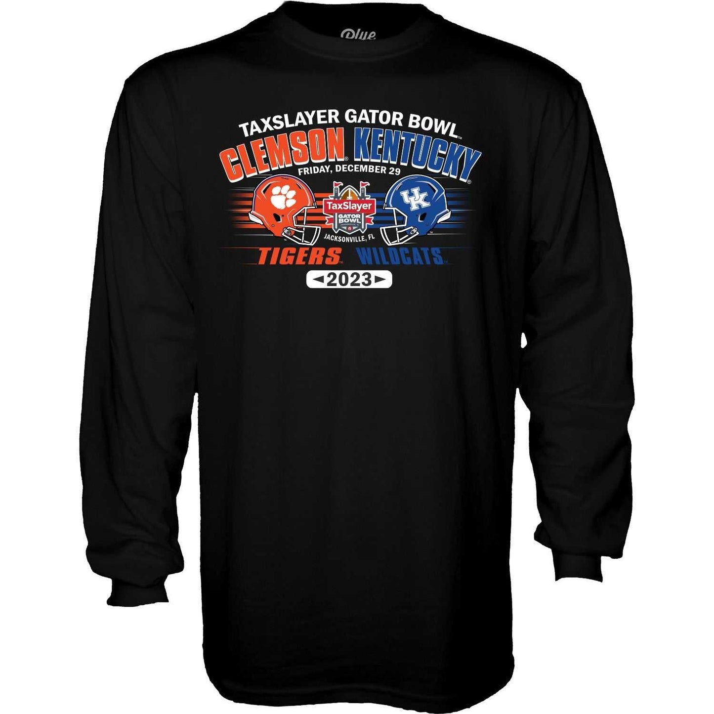 NCAA Clemson vs Kentucky 2023 TaxSlayer Gator Bowl Game Banner Long Sleeve Tee - officially licensed fan gear
