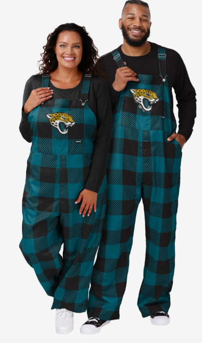 Jacksonville Jaguars Foco Teal & Black Plaid Bib Overalls