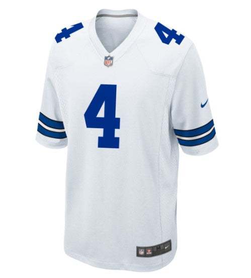 NFL Dallas Cowboys Dak Prescott #4 Nike White Game Replica Jersey - officially licensed fan gear