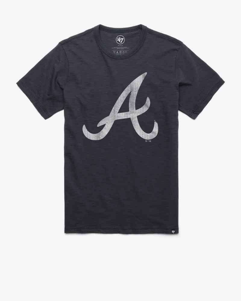 Atlanta Braves vintage black '47 Scrum tee with distressed logo and relaxed fit
