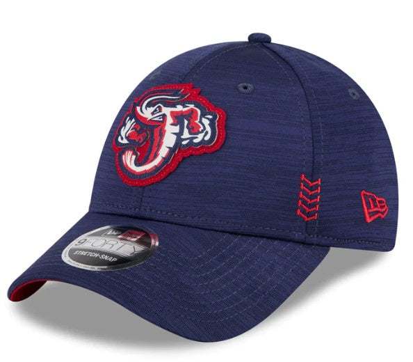 Navy Jumbo Shrimp New Era 9Forty stretch-snap baseball cap with embroidered team logo and adjustable open back