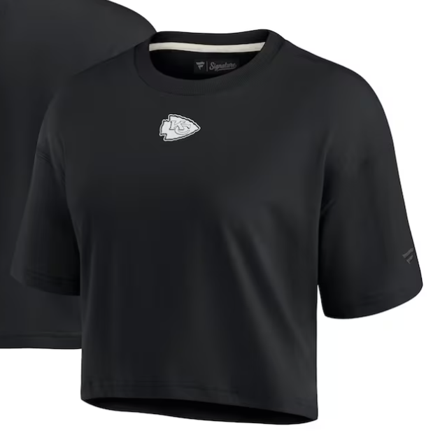 NFL kansas city chiefs Black Super Soft Boxy Short Sleeve Cropped T-Shirt - officially licensed fan gear